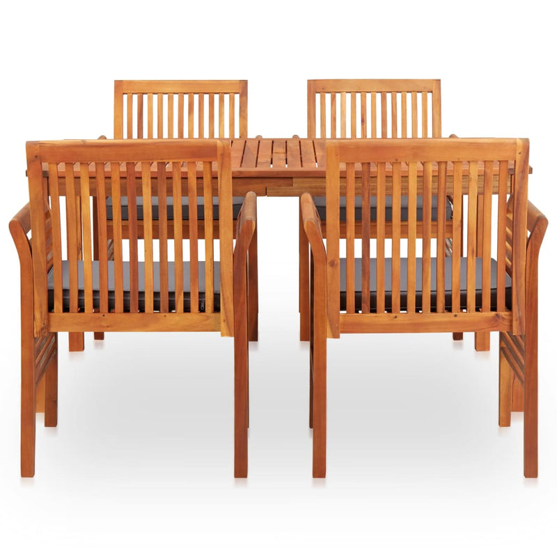 vidaXL 5 Piece Outdoor Dining Set with Cushions Solid Wood Acacia