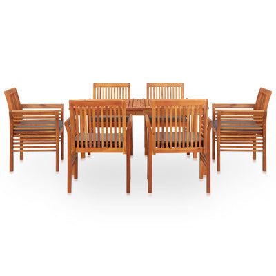 vidaXL 7 Piece Outdoor Dining Set with Cushions Solid Wood Acacia