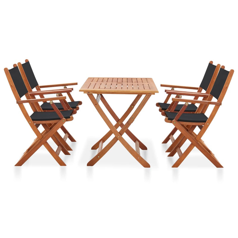 vidaXL 5 Piece Outdoor Dining Set Black Solid Eucalyptus Wood
