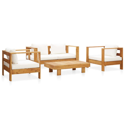 vidaXL 4 Piece Garden Lounge Set with Cushions Grey Solid Acacia Wood