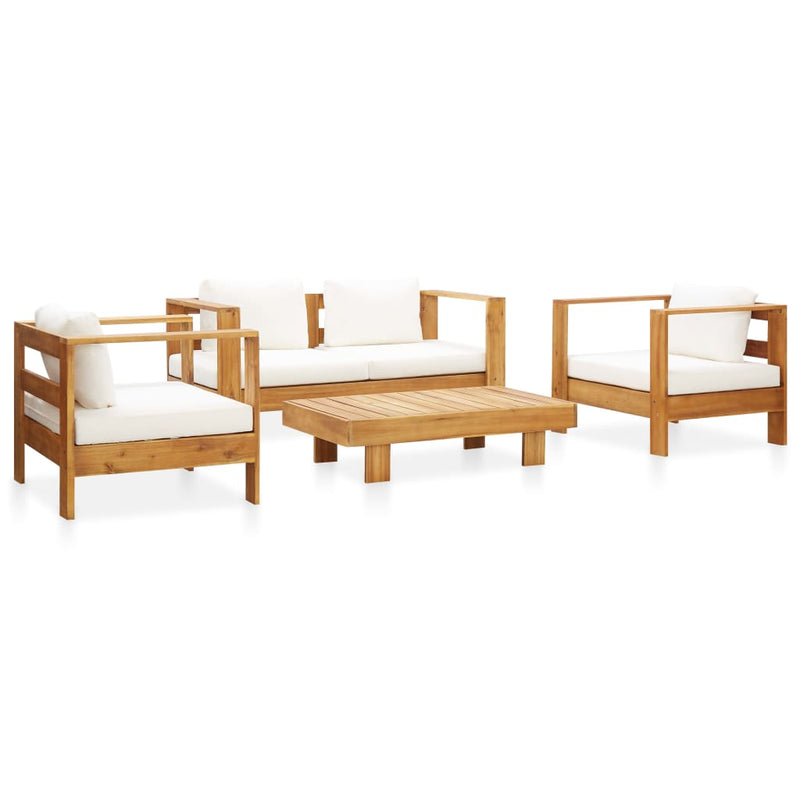 vidaXL 4 Piece Garden Lounge Set with Cushions Grey Solid Acacia Wood