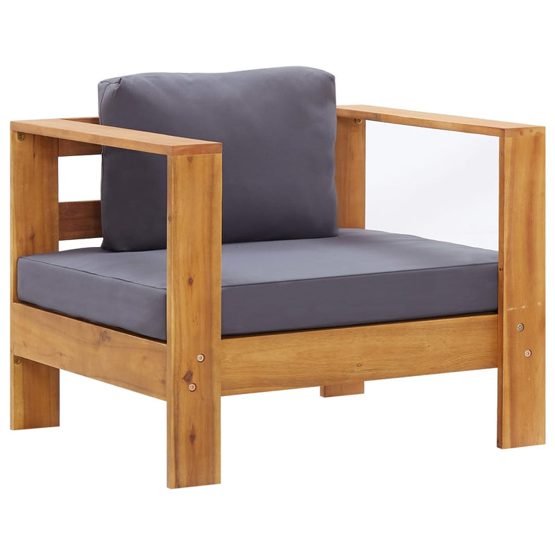 vidaXL 4 Piece Garden Lounge Set with Cushions Grey Solid Acacia Wood
