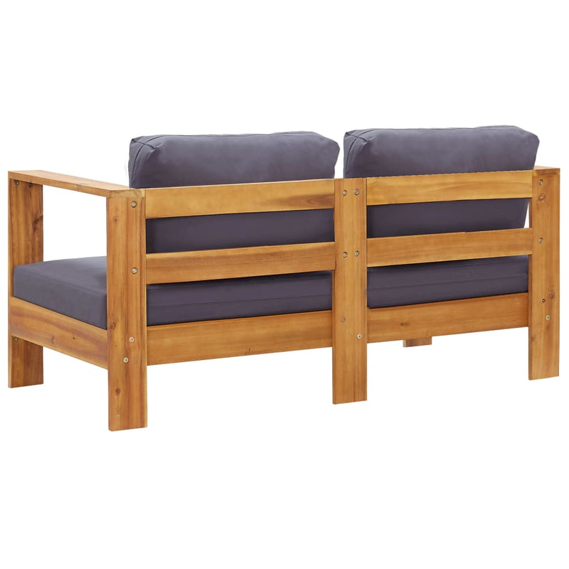 vidaXL 4 Piece Garden Lounge Set with Cushions Grey Solid Acacia Wood