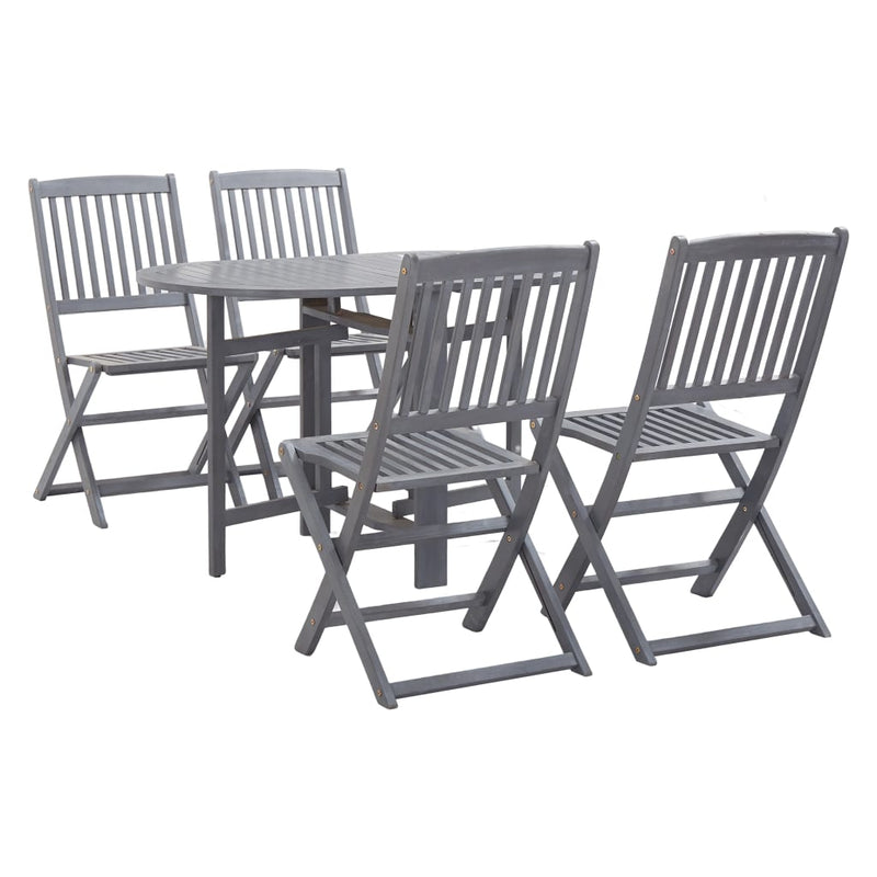 vidaXL 5 Piece Garden Dining Set Solid Wood Acacia Grey