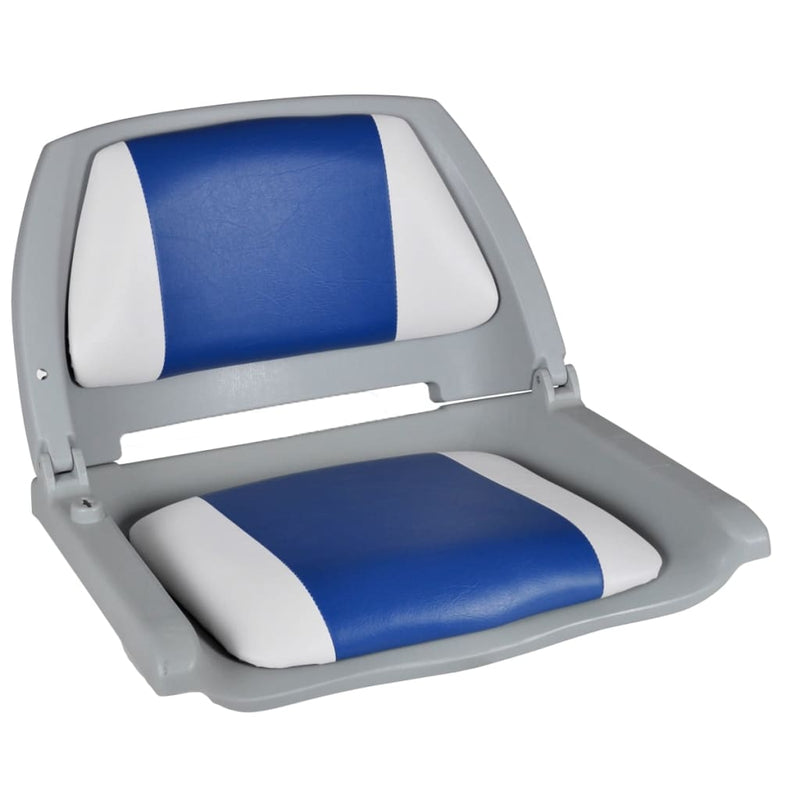 vidaXL Boat Seats 2 pcs Foldable Backrest With Blue-white Pillow 41x51x48 cm