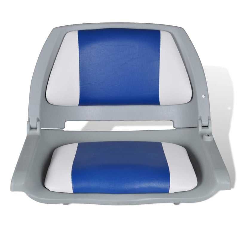 vidaXL Boat Seats 2 pcs Foldable Backrest With Blue-white Pillow 41x51x48 cm