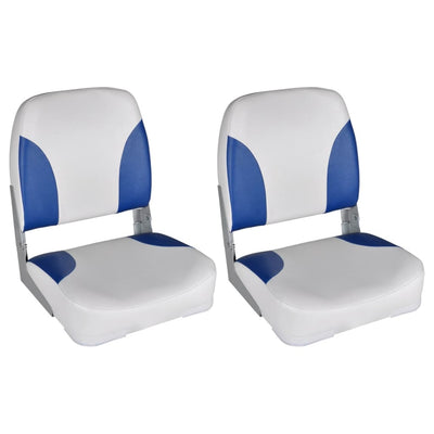 vidaXL Boat Seats 2 pcs Foldable Backrest With Blue-white Pillow 41x51x48 cm