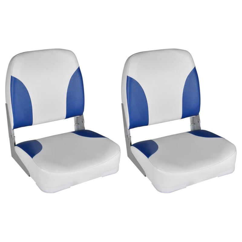 vidaXL Boat Seats 2 pcs Foldable Backrest With Blue-white Pillow 41x51x48 cm