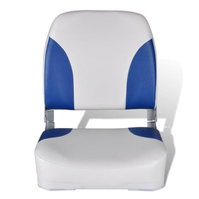 vidaXL Boat Seats 2 pcs Foldable Backrest With Blue-white Pillow 41x51x48 cm