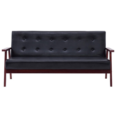 vidaXL Sofa Set 3 Piece Black Faux Leather