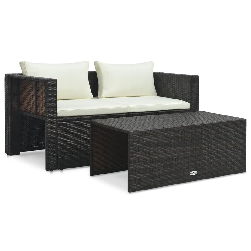 vidaXL 6 Piece Garden Lounge Set with Cushions Poly Rattan Black