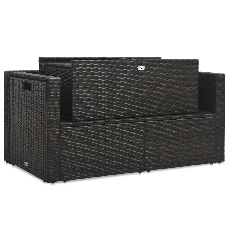vidaXL 6 Piece Garden Lounge Set with Cushions Poly Rattan Black