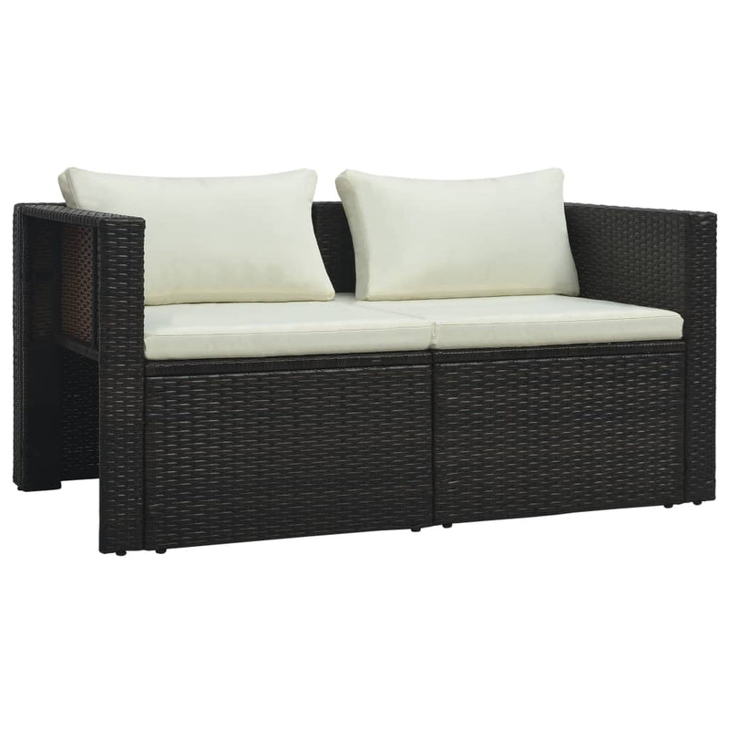 vidaXL 6 Piece Garden Lounge Set with Cushions Poly Rattan Black