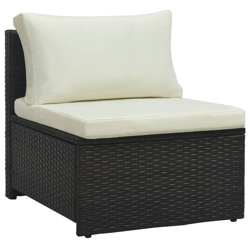 vidaXL 6 Piece Garden Lounge Set with Cushions Poly Rattan Black