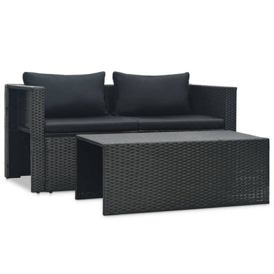 vidaXL 6 Piece Garden Lounge Set with Cushions Poly Rattan Black