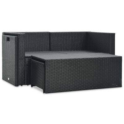 vidaXL 6 Piece Garden Lounge Set with Cushions Poly Rattan Black