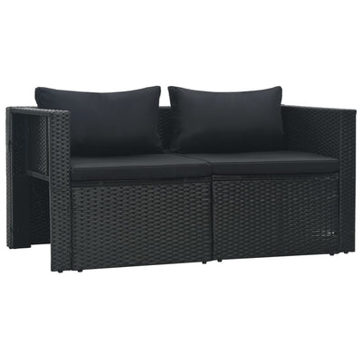 vidaXL 6 Piece Garden Lounge Set with Cushions Poly Rattan Black