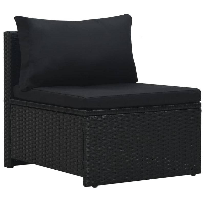 vidaXL 6 Piece Garden Lounge Set with Cushions Poly Rattan Black