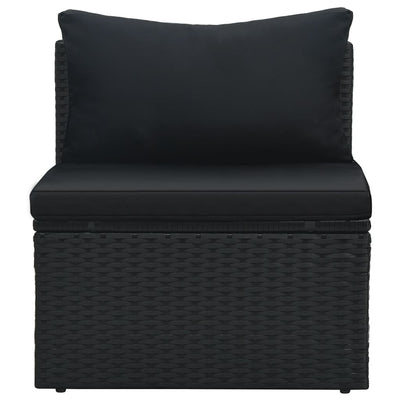 vidaXL 6 Piece Garden Lounge Set with Cushions Poly Rattan Black