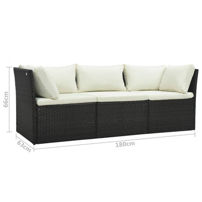 vidaXL 4 Piece Garden Lounge Set with Cushions Poly Rattan Black