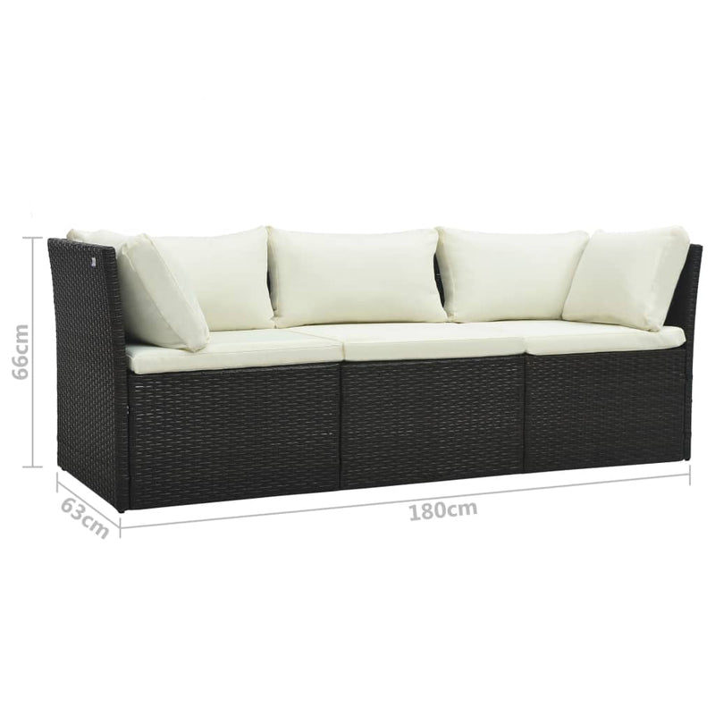 vidaXL 4 Piece Garden Lounge Set with Cushions Poly Rattan Black