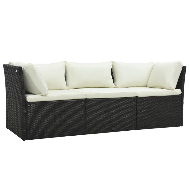 vidaXL 4 Piece Garden Lounge Set with Cushions Poly Rattan Black