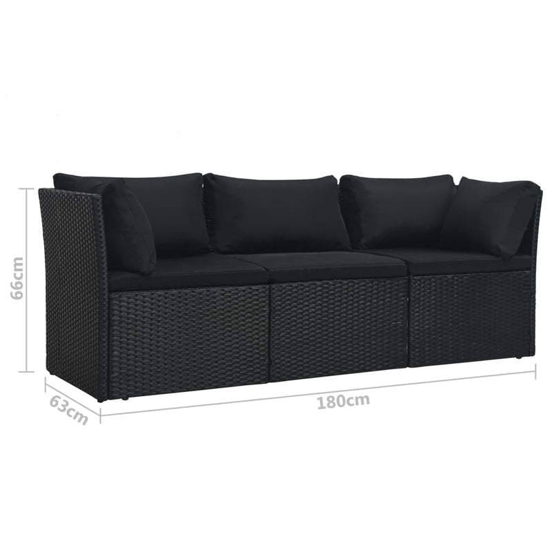 vidaXL 4 Piece Garden Lounge Set with Cushions Poly Rattan Black