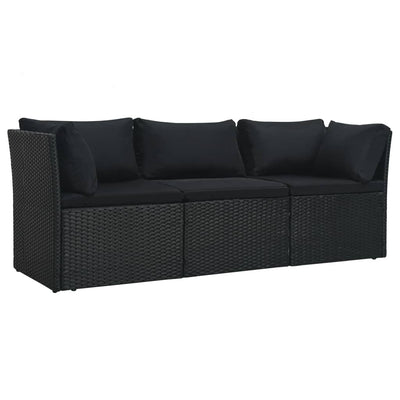 vidaXL 4 Piece Garden Lounge Set with Cushions Poly Rattan Black