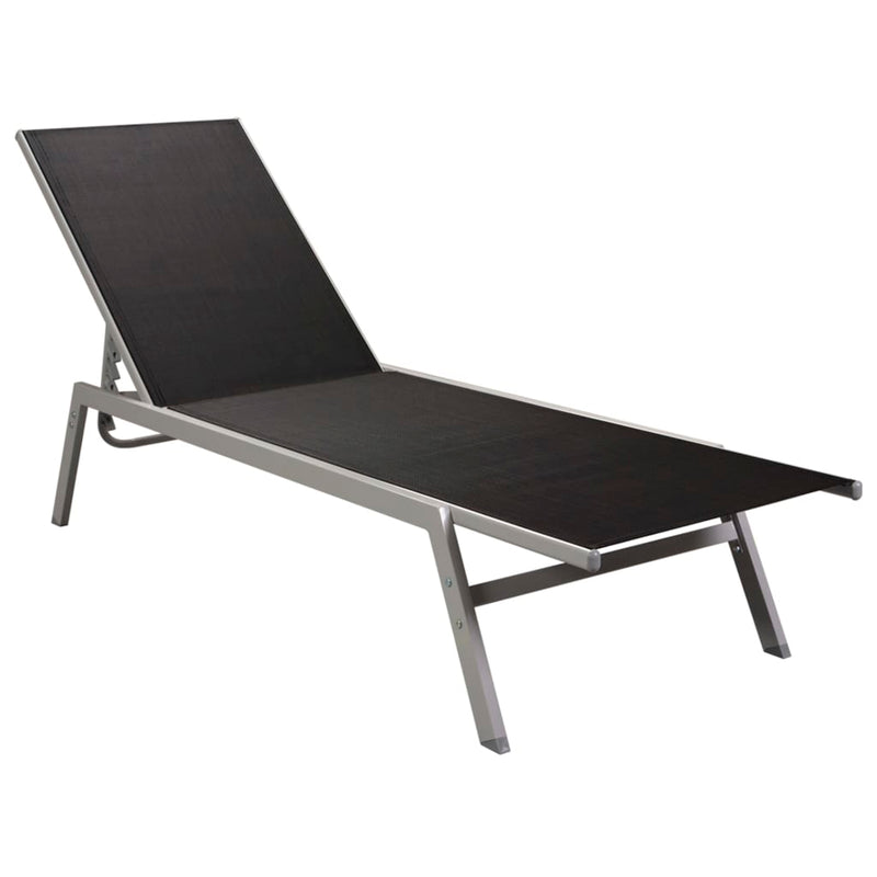 vidaXL Sun Lounger Steel and Textilene Black