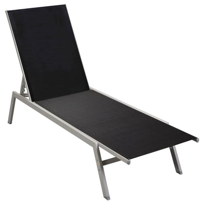 vidaXL Sun Lounger Steel and Textilene Black