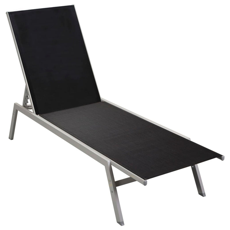 vidaXL Sun Lounger Steel and Textilene Black