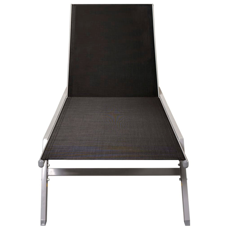 vidaXL Sun Lounger Steel and Textilene Black