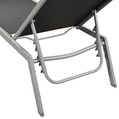 vidaXL Sun Lounger Steel and Textilene Black