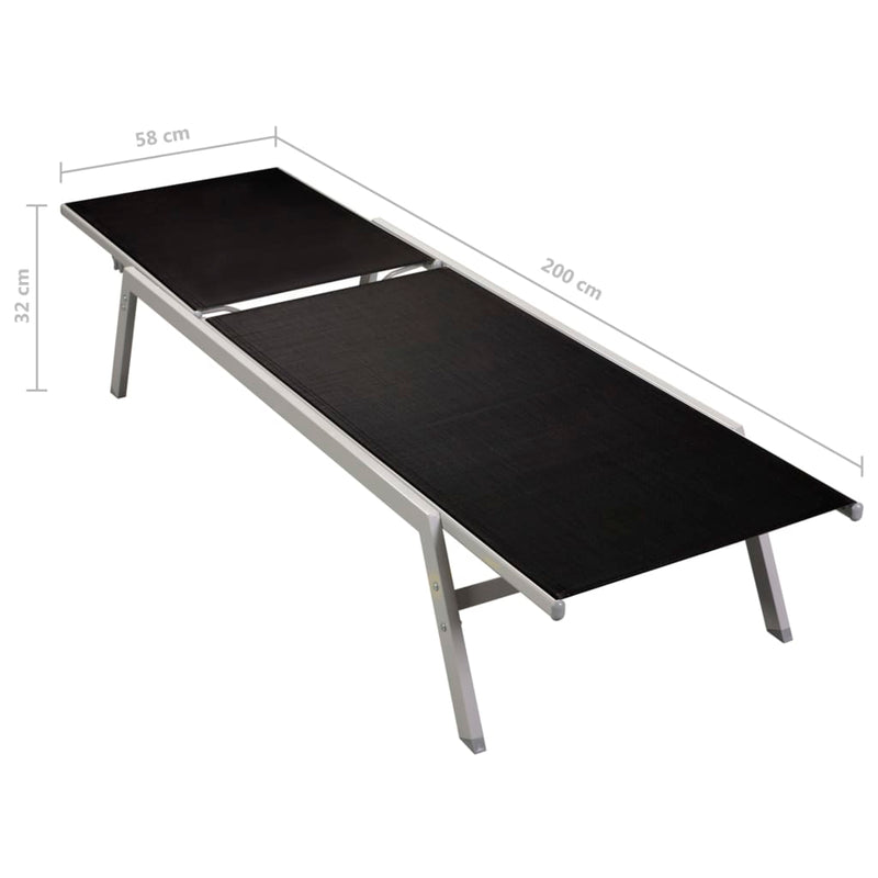 vidaXL Sun Lounger Steel and Textilene Black