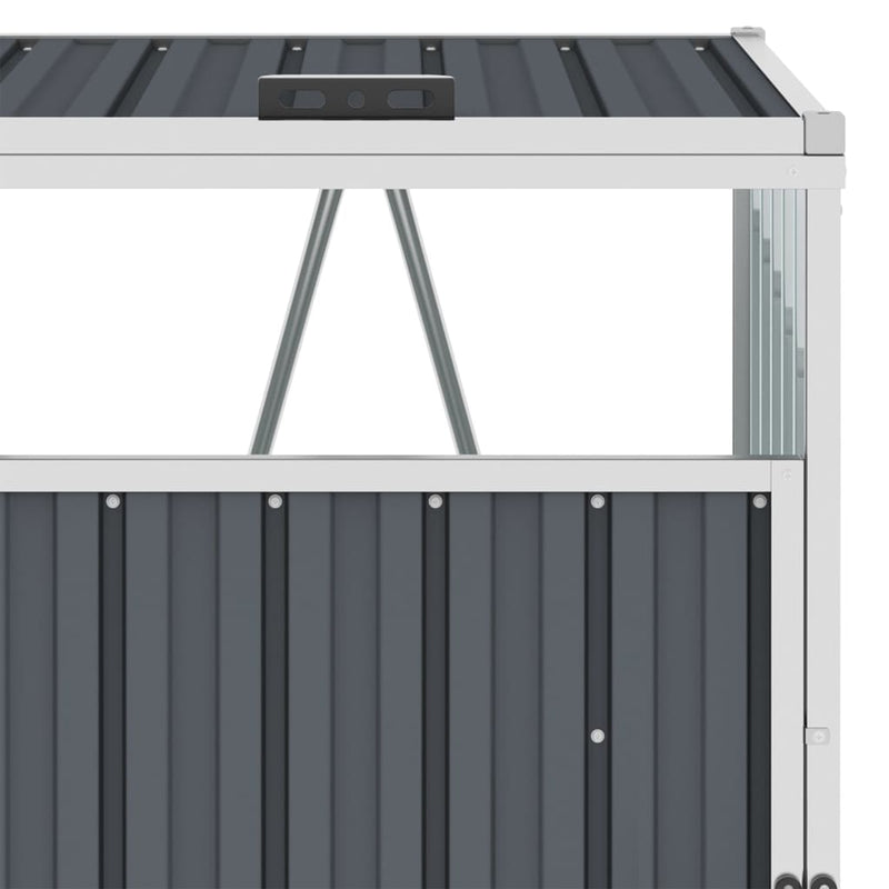 vidaXL Double Garbage Bin Shed Grey 143x81x121 cm Steel