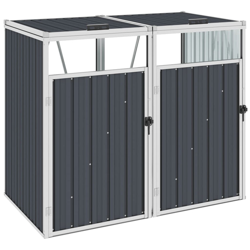 vidaXL Double Garbage Bin Shed Grey 143x81x121 cm Steel