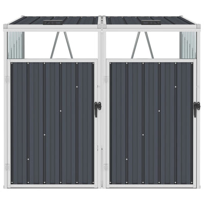 vidaXL Double Garbage Bin Shed Grey 143x81x121 cm Steel