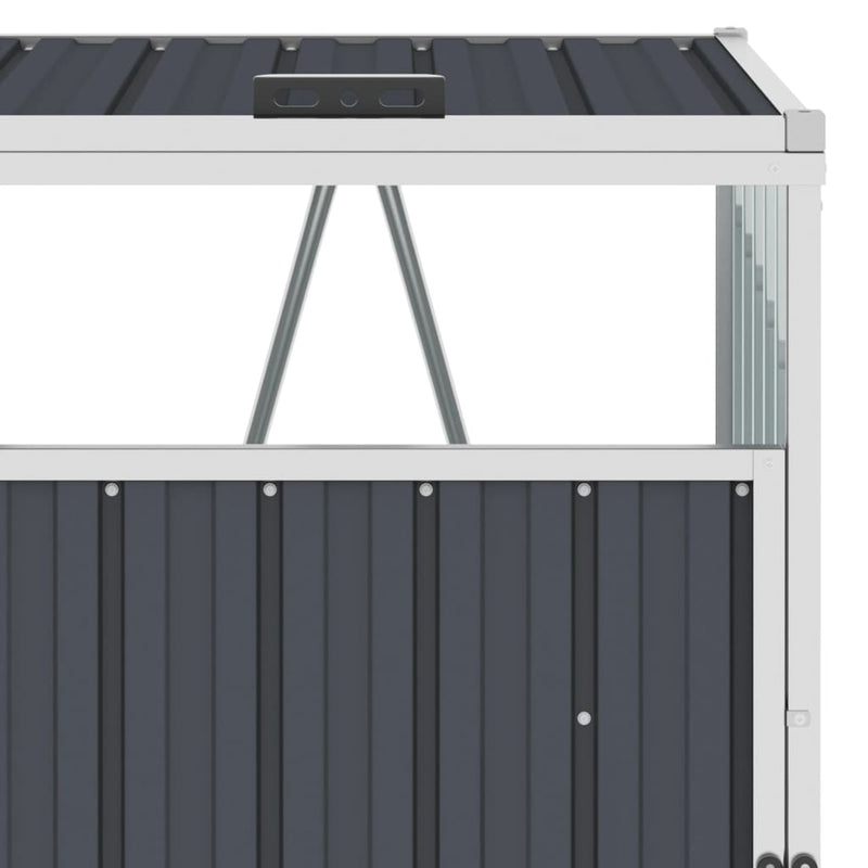 vidaXL Double Garbage Bin Shed Grey 143x81x121 cm Steel