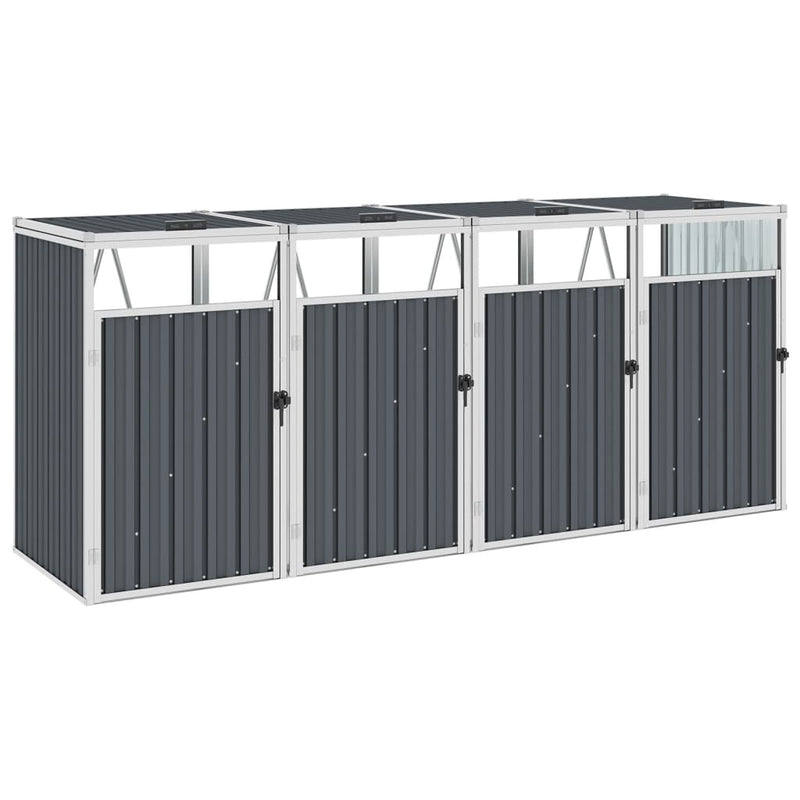 vidaXL Quadruple Garbage Bin Shed Anthracite 286x81x121 cm Steel