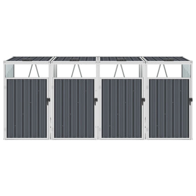 vidaXL Quadruple Garbage Bin Shed Anthracite 286x81x121 cm Steel
