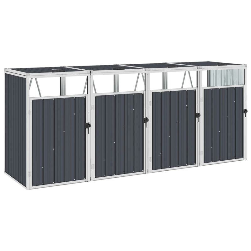 vidaXL Quadruple Garbage Bin Shed Anthracite 286x81x121 cm Steel