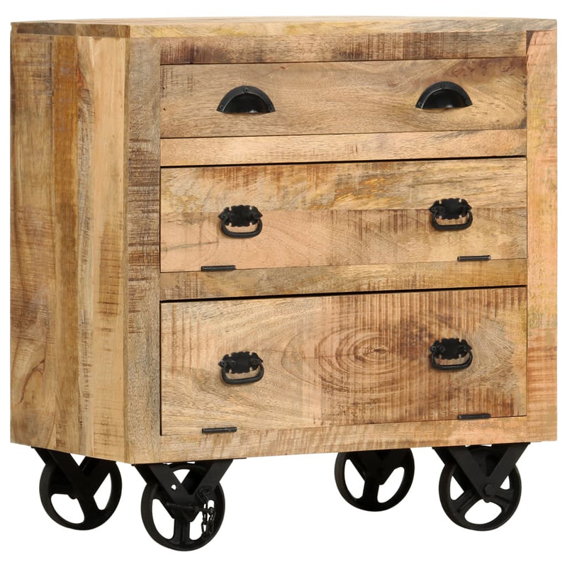 vidaXL Side Cabinet with Wheel 70x40x75 cm Solid Mango Wood
