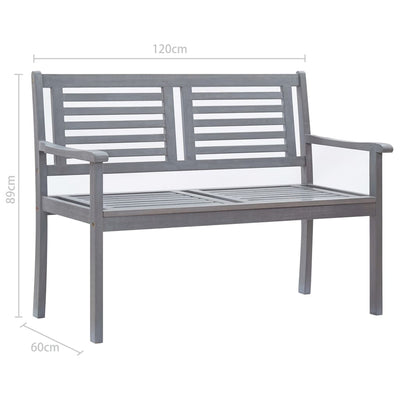 vidaXL 2-Seater Garden Bench 120 cm Grey Solid Eucalyptus Wood