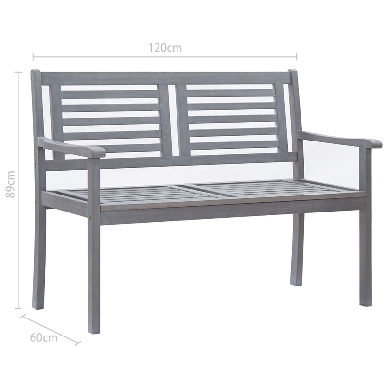 vidaXL 2-Seater Garden Bench 120 cm Grey Solid Eucalyptus Wood