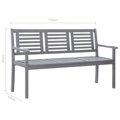 vidaXL 2-Seater Garden Bench 120 cm Grey Solid Eucalyptus Wood