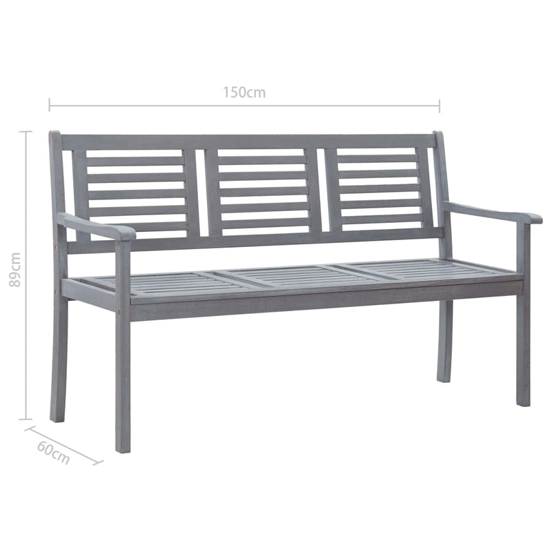 vidaXL 2-Seater Garden Bench 120 cm Grey Solid Eucalyptus Wood