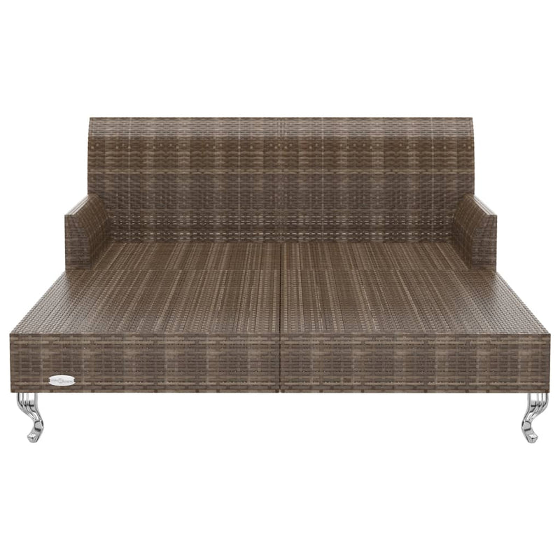 vidaXL 2-Person Garden Sun Bed with Cushions Poly Rattan Black