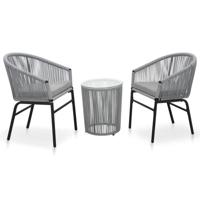 vidaXL 3 Piece Bistro Set with Cushions PE Rattan Black