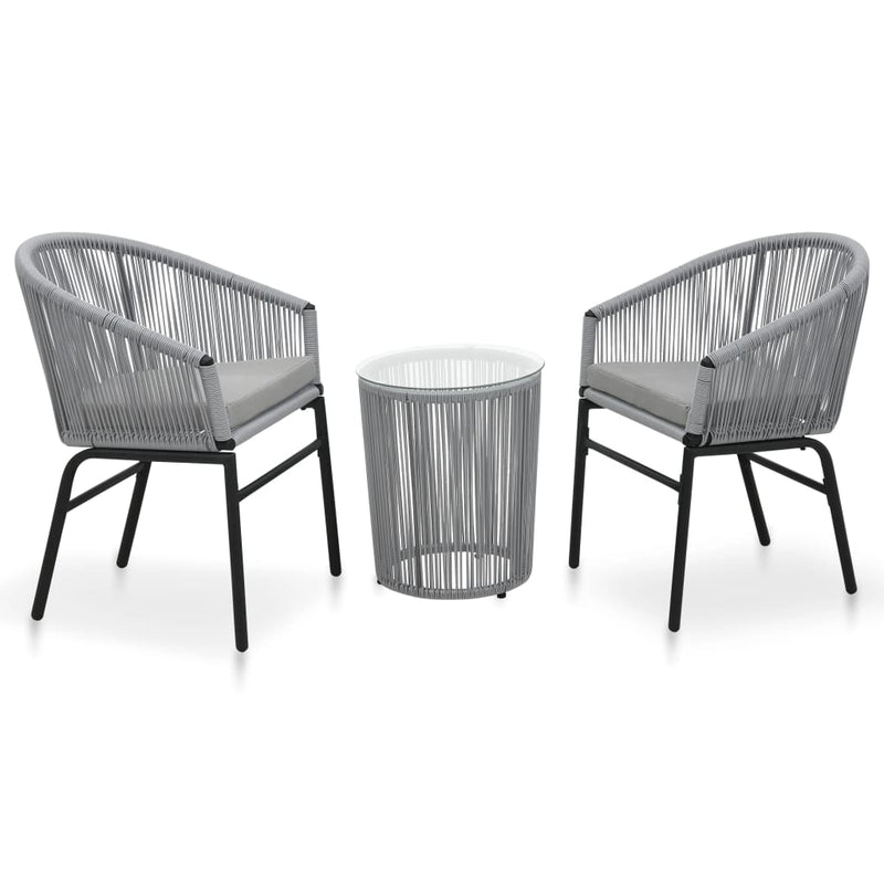 vidaXL 3 Piece Bistro Set with Cushions PE Rattan Black