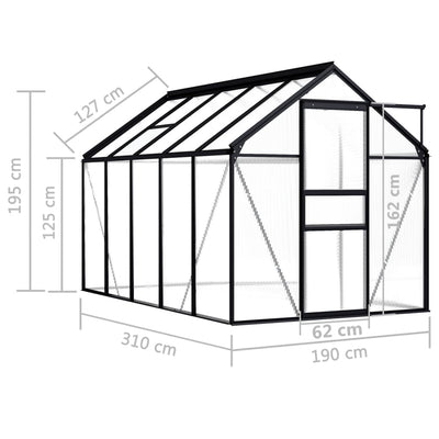 vidaXL Greenhouse Anthracite Aluminium 5.89 m²